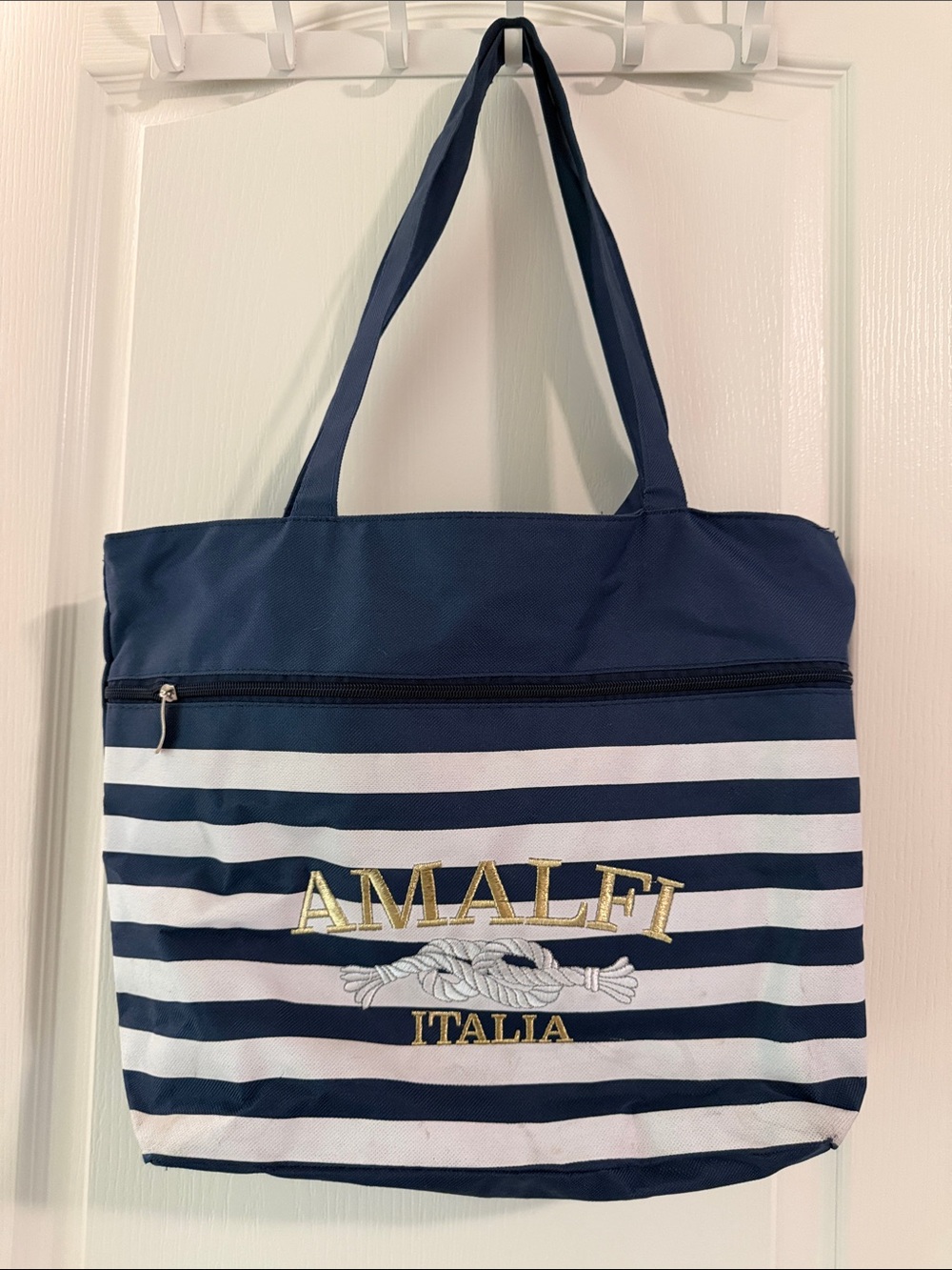 Navy Striped Tote Bag